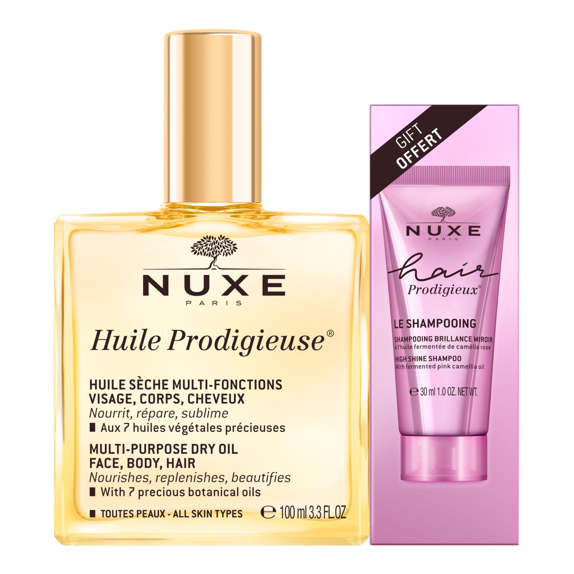 Nuxe Huile Prodigieuse Kuru Yağ 100 ml + Hair Prodigieux Şampuan 30 ml